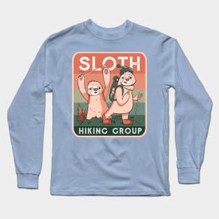 Funny Vintage Sloth Hiking Group Long Sleeve T-Shirt